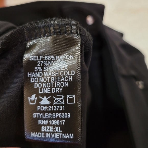 Shinestar Women Black Skinny Dress Pants w/ front slits size XL - Picture 3 of 9